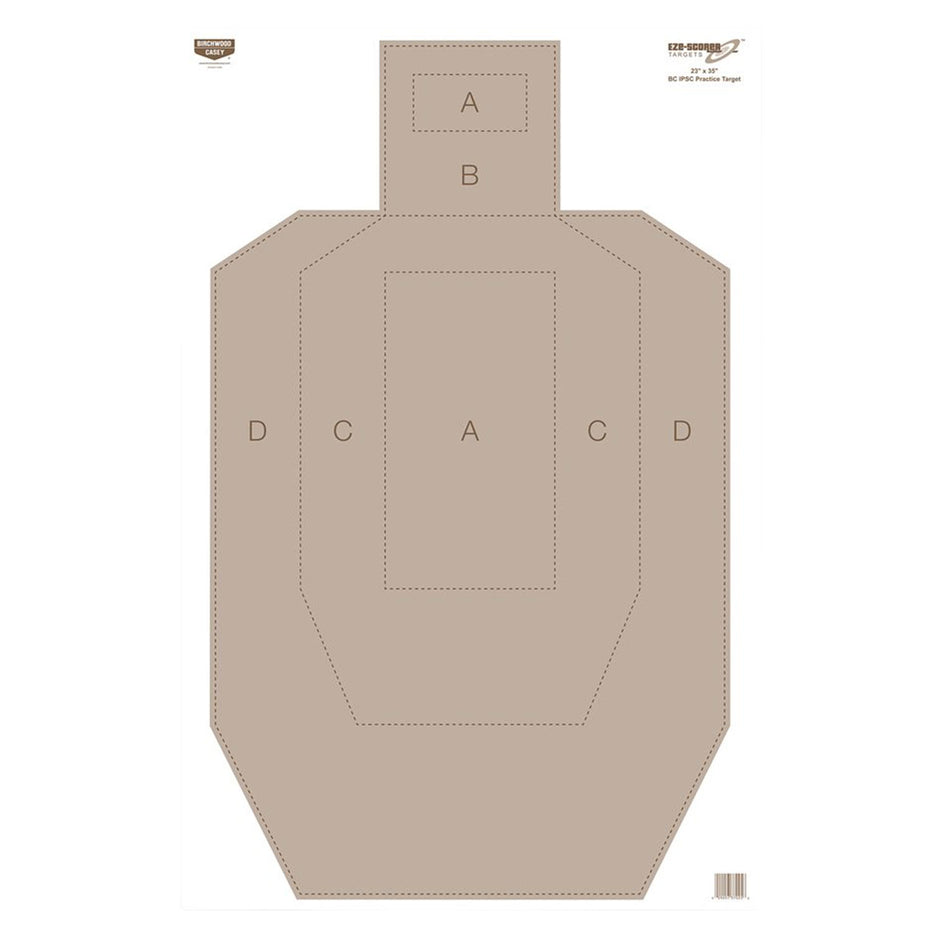 Birchwood Casey 37029 EZE-Scorer IPSC Silhouette Paper Hanging Universal 23" x 35" Tan 5 Pack