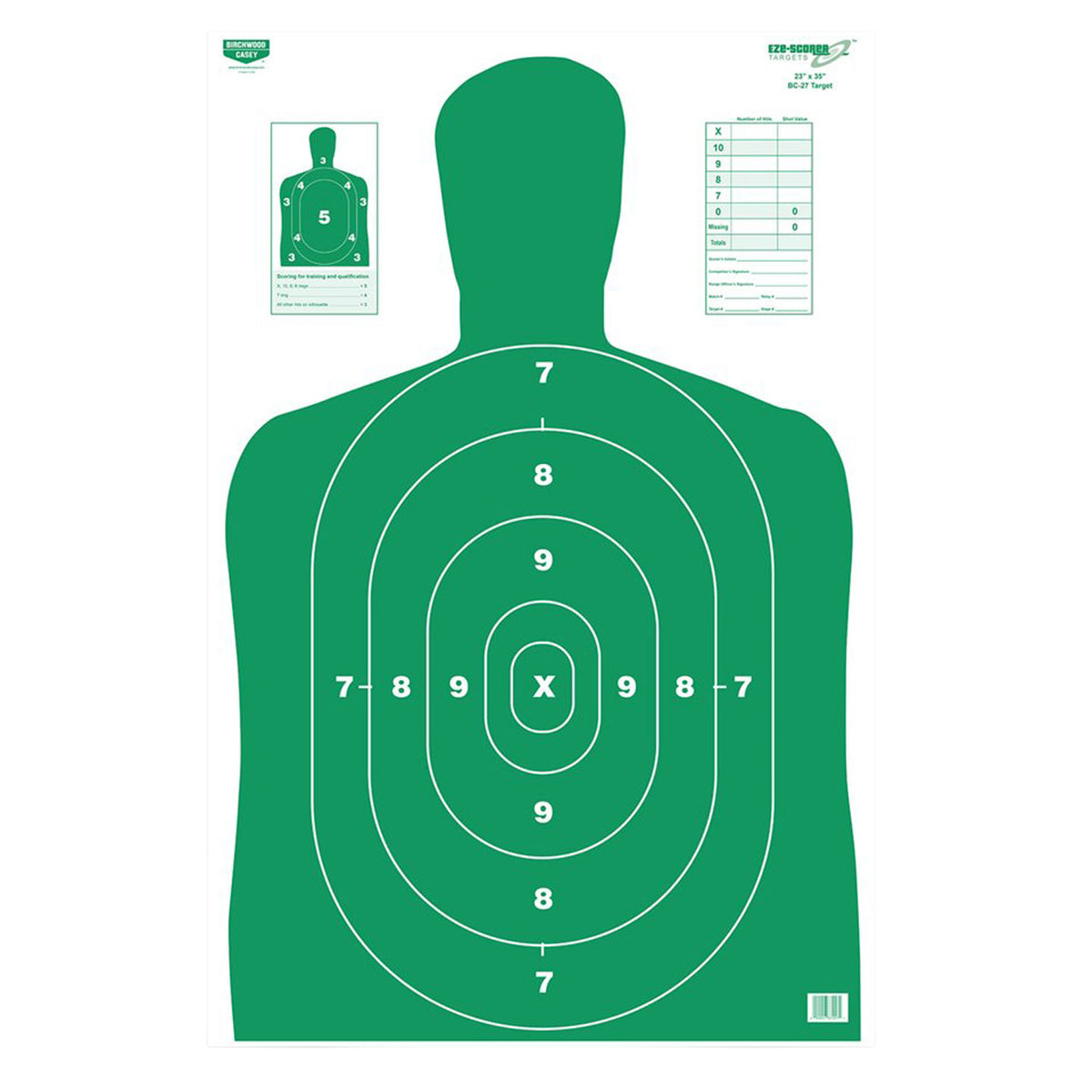 Birchwood Casey 37015 EZE-Scorer Silhouette Paper Hanging 23" x 35" Green 5 Pack