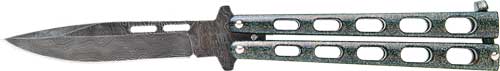 BEAR & SON BUTTERFLY KNIFE 3.38" GALAXY DAMASCUS!