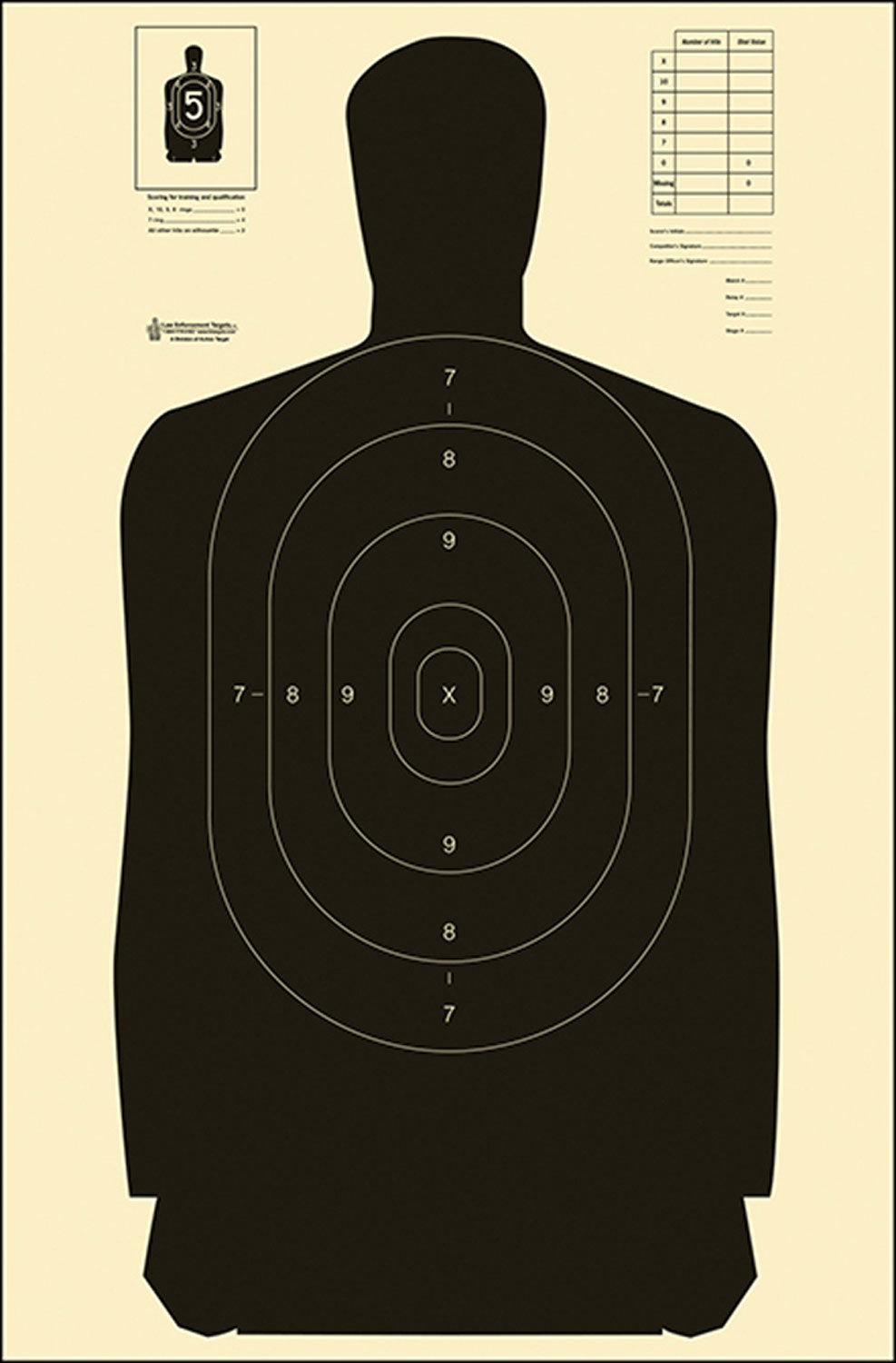 Action Target B27SBLACK100 Qualification Standard Silhouette Heavy Paper Hanging Black/White 100 Per Box