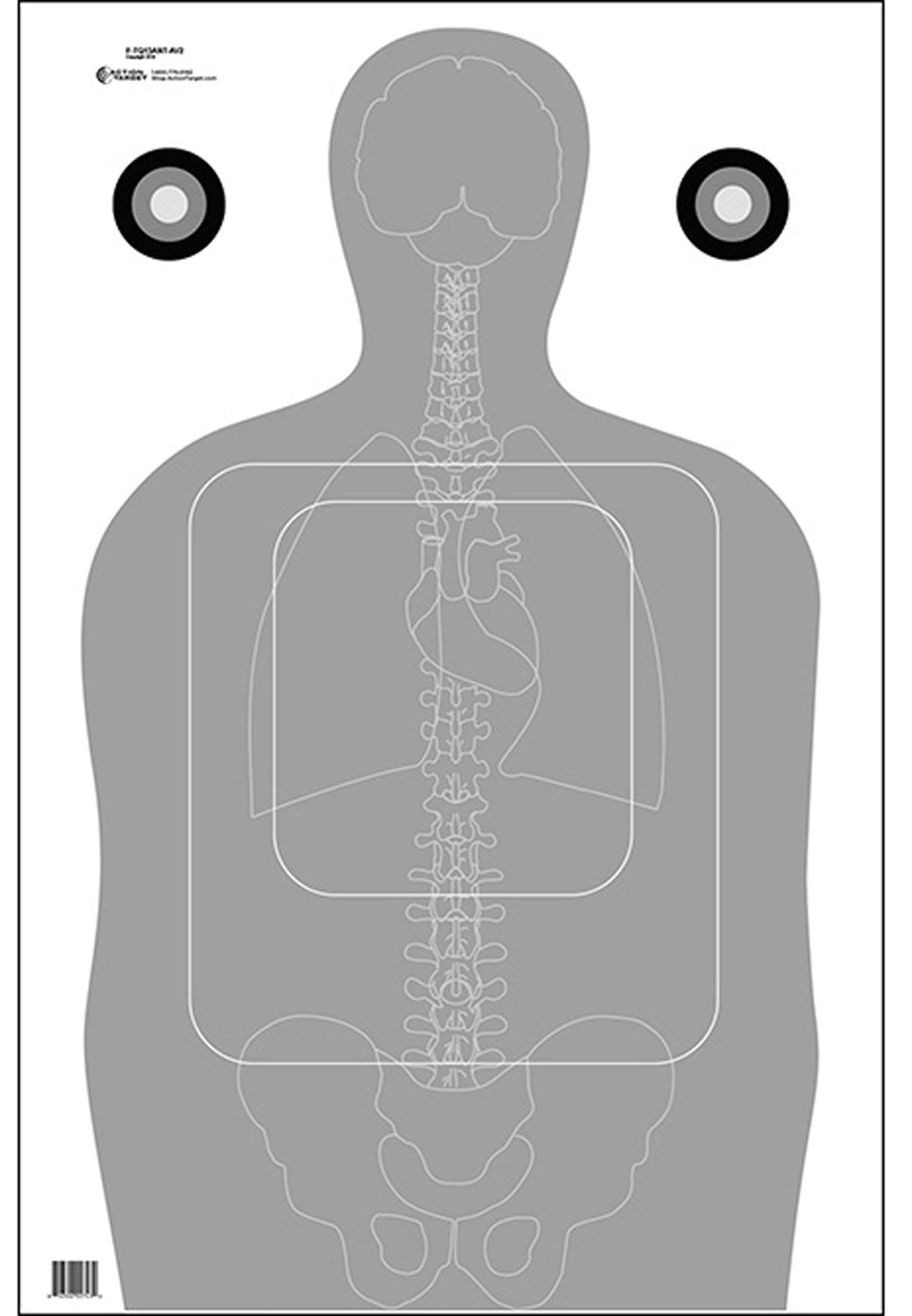 Action Target FTQ15ANTAV2100 Qualification Silhouette/Vitals Paper 23" x 35" Gray/White 100 Per Box