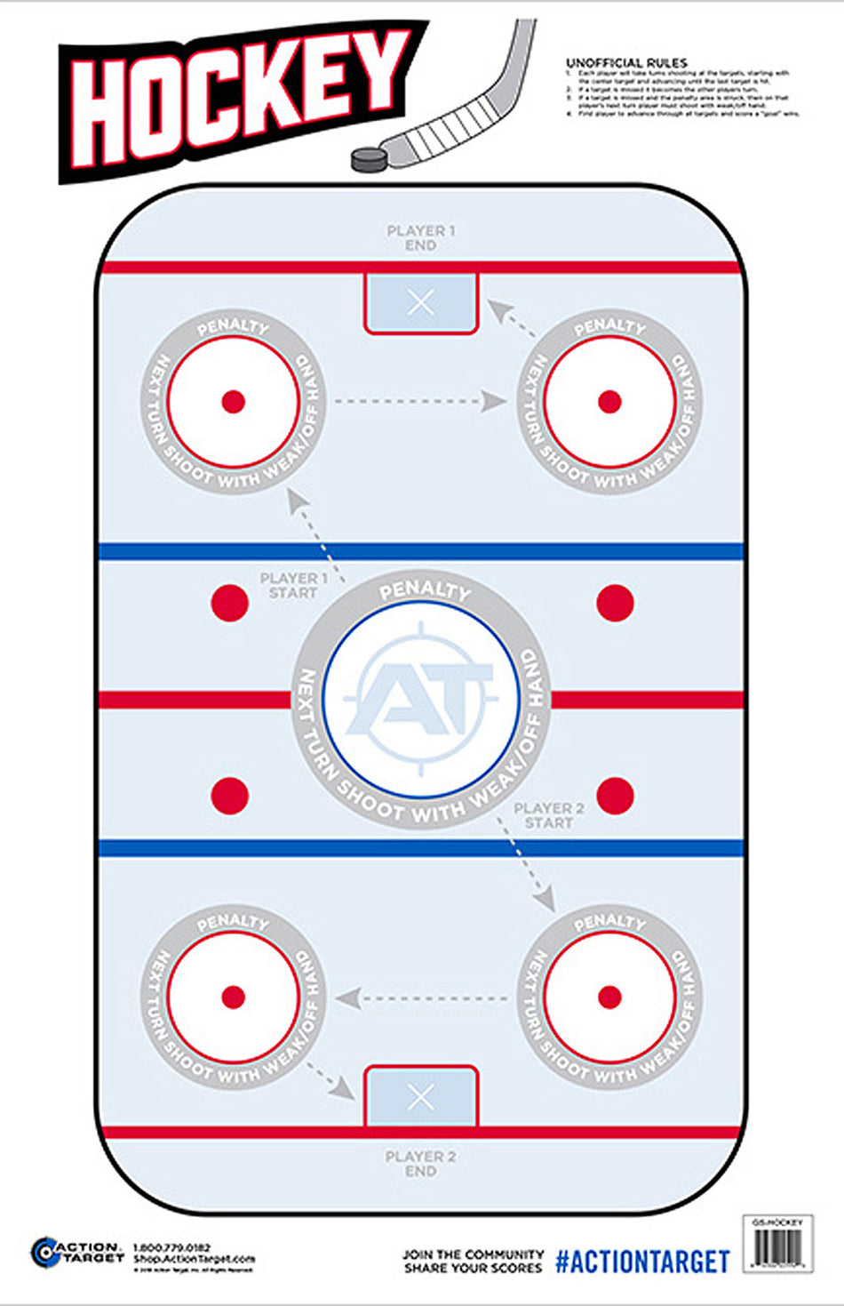 Action Target GSHOCKEY100 Entertainment Hockeye Paper Hanging 23" x 35" Blue/White 100 Per Box