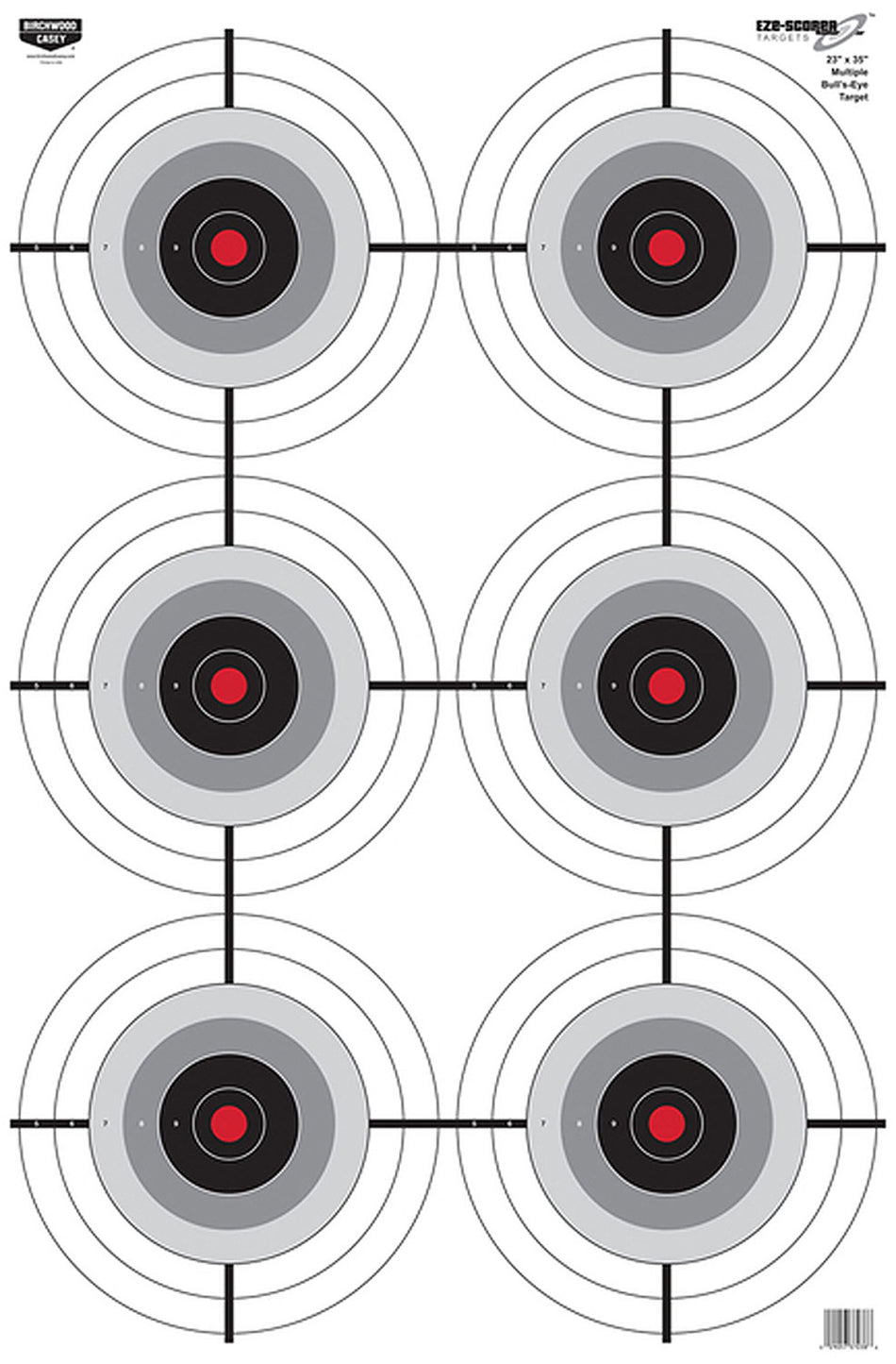 Birchwood Casey 37038 EZE-Scorer 6-Bullseye Paper Target 23" x 35" 100 Per Pack