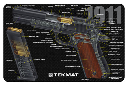 TekMat TEKR171911CA Cleaning Mat Multi-Color Rubber 11"x17" 1911 3D Cutaway