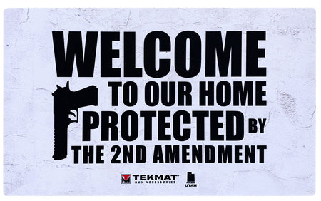 TekMat TEK422AMENDMENT 2nd Amendment Door Mat White/Black Rubber 42" Long "Welcome To Our Home Protected By The 2nd Amendment" 612409974129