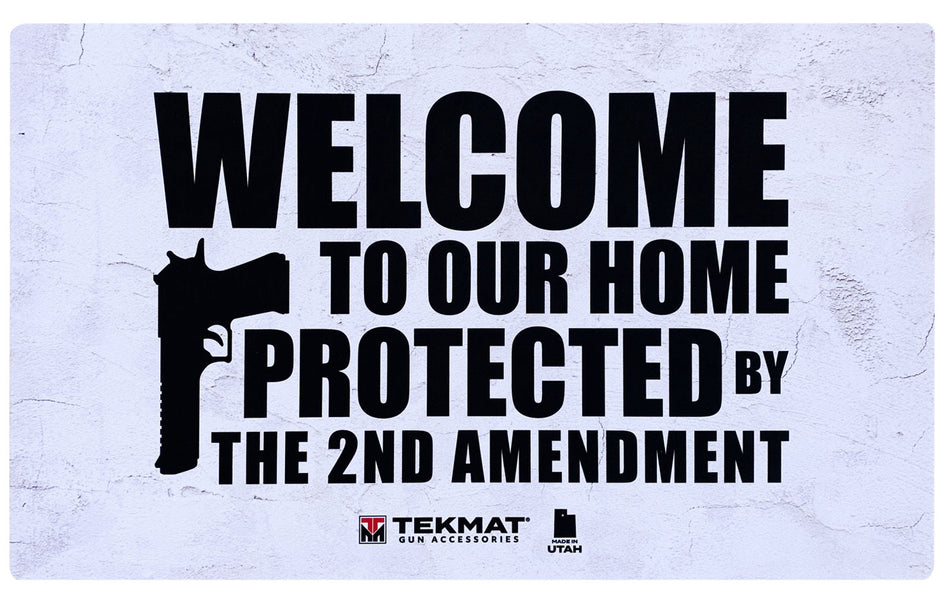 TekMat TEK422AMENDMENT 2nd Amendment Door Mat White/Black Rubber 42" Long "Welcome To Our Home Protected By The 2nd Amendment" 612409974129