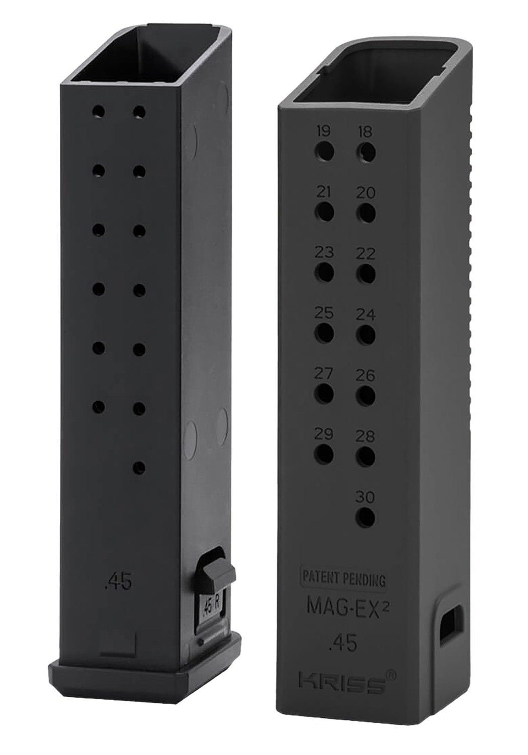 Kriss USA KVAMX2K45BL00 Mag-Ex2 Extension Kit Extended 45 ACP 30 Compatible w/ Glock 21 Gen3-5 13rd Magazines Black Polymer