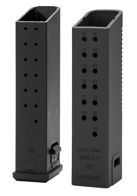 Kriss USA KVAMX2K45BL00 Mag-Ex2 Extension Kit Extended 45 ACP 30 Compatible w/ Glock 21 Gen3-5 13rd Magazines Black Polymer