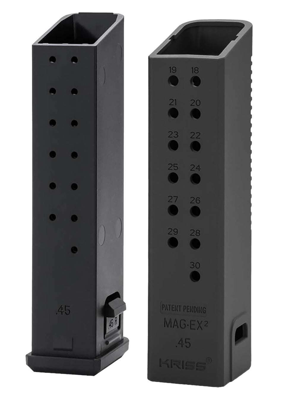 Kriss USA KVAMX2K45BL00 Mag-Ex2 Extension Kit Extended 45 ACP 30 Compatible w/ Glock 21 Gen3-5 13rd Magazines Black Polymer
