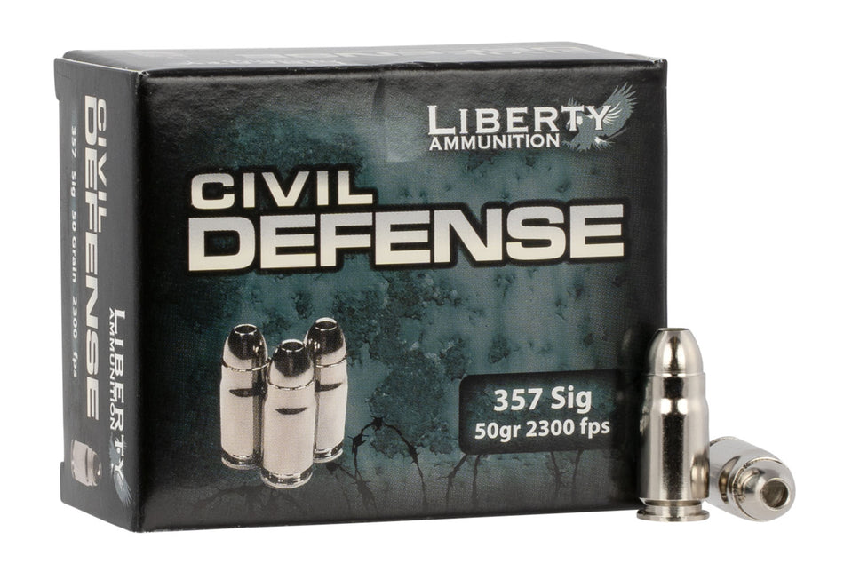 Liberty Ammunition LACD357Sig053 Civil Defense Protection Lead Free Fragmenting Hollow Point 50 Grain .357 Sig 2300 fps