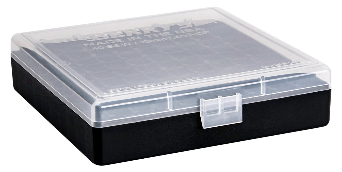 Berry's 16678 Ammo Box 40S&W/45ACP Clear/Black Polypropylene 100rd