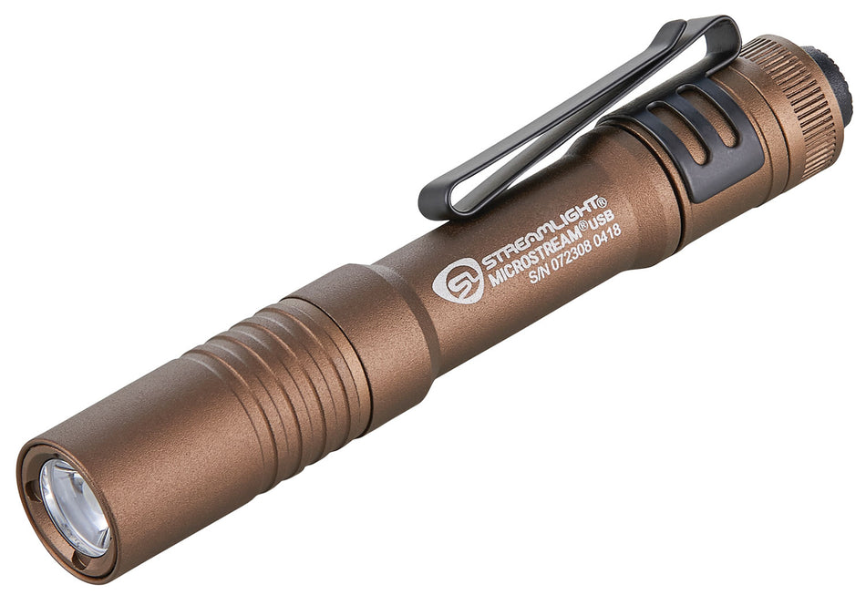 Streamlight 66608 MicroStream USB Pocket Light Coyote 50/250 Lumens White C4 LED