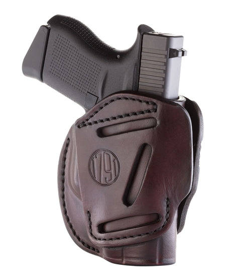 1791 Gunleather 3WH2SBRA 3-Way IWB/OWB Size 02 Signature Brown Leather Belt Loop Compatible w/ Ruger LCP Compatible w/ Glock 42 Compatible w/ S&W Bodyguard Ambidextrous Hand