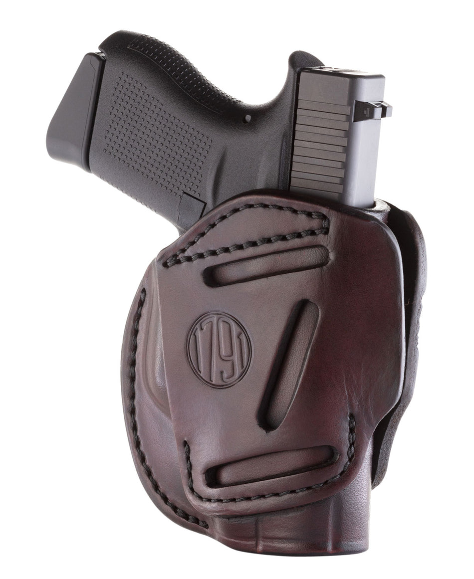 1791 Gunleather 3WH2SBRA 3-Way IWB/OWB Size 02 Signature Brown Leather Belt Loop Compatible w/ Ruger LCP Compatible w/ Glock 42 Compatible w/ S&W Bodyguard Ambidextrous Hand