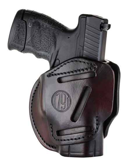 1791 Gunleather 3WH3SBRA 3-Way IWB/OWB Size 03 Signature Brown Leather Belt Loop Compatible w/ Glock 26 Compatible w/ Ruger LC9 Compatible w/ S&W M&P Shield Ambidextrous Hand