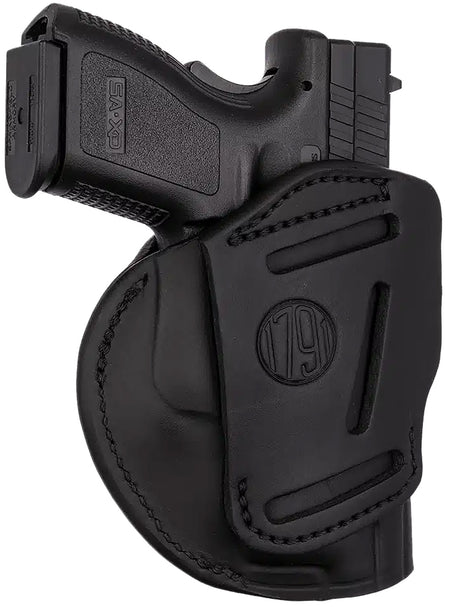 1791 Gunleather 4WH5SBLL 4-Way IWB/OWB 05 Stealth Black Leather Belt Clip Fits S&W M&P/Springfield XD/Glock 17/HK VP9 Left Hand
