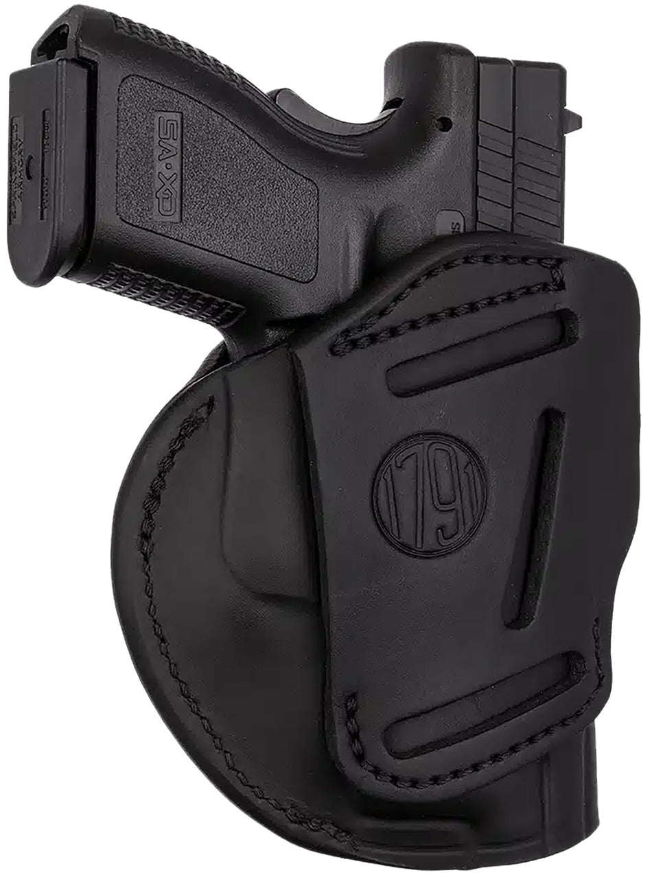 1791 Gunleather 4WH5SBLL 4-Way IWB/OWB 05 Stealth Black Leather Belt Clip Fits S&W M&P/Springfield XD/Glock 17/HK VP9 Left Hand