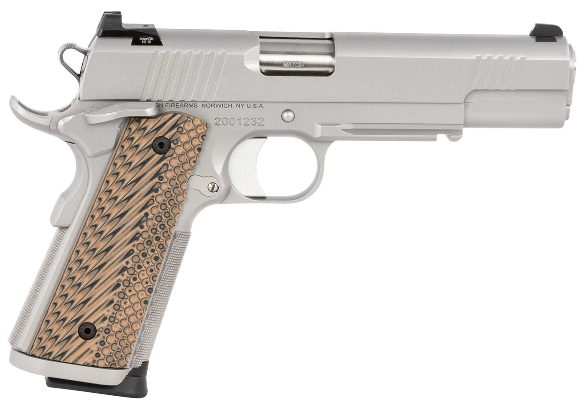Dan Wesson 01807 Specialist 9mm Luger 10+1 5" Stainless Steel Barrel, Bead Blasted Serrated Stainless Steel Slide & Frame w/Beavertail & Picatinny Rail, Black/Brown G10 Grip, Ambidextrous