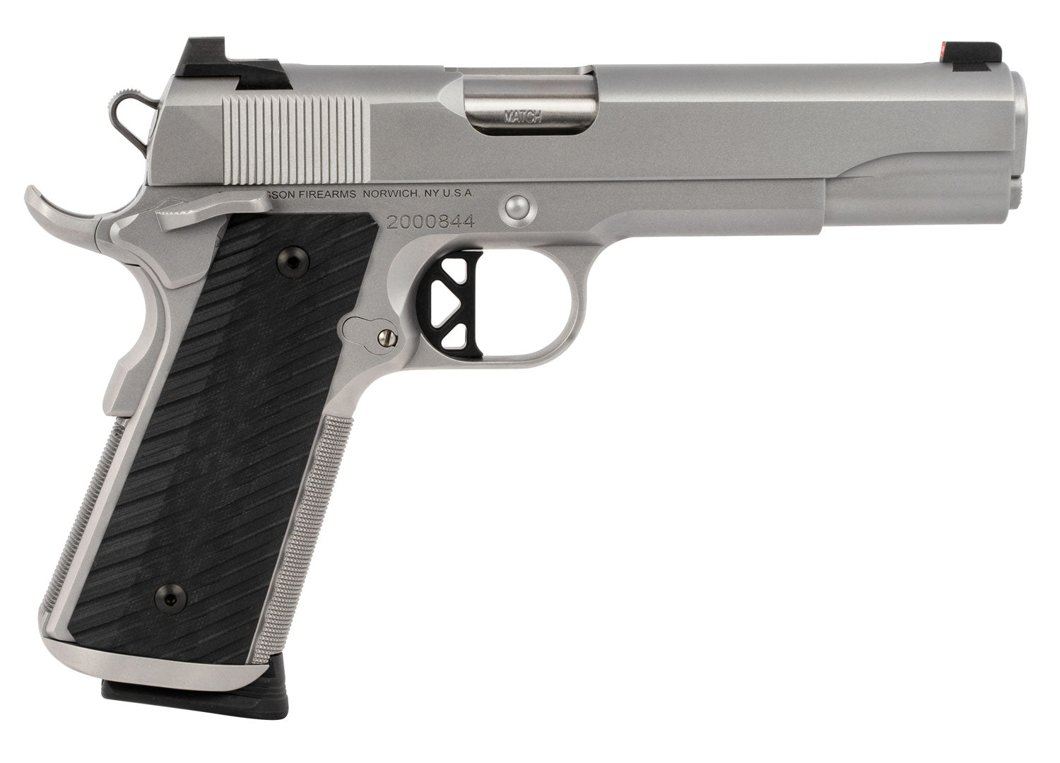 Dan Wesson 01824 Valor 45 ACP 8+1 5" Stainless Steel Barrel, Bead Blasted Serrated Stainless Steel Slide & Frame w/Beavertail & Picatinny Rail, Black G10 Grip, Ambidextrous