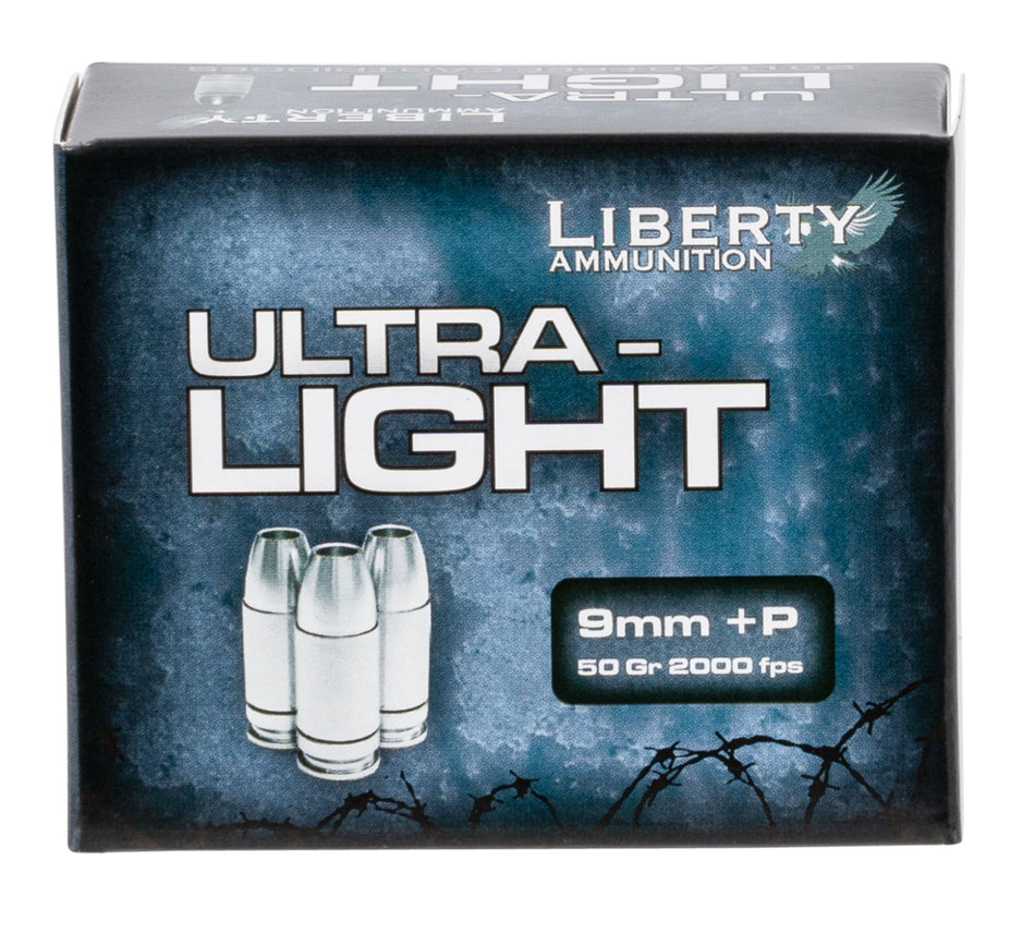 Liberty Ammunition 9mm Luger +P Ultra-Light 50gr Fragmenting HP Ammo