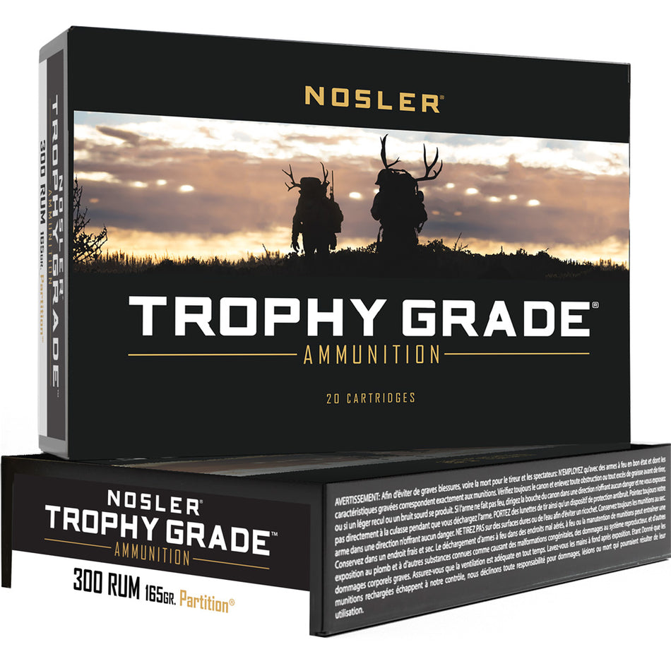 Nosler 60064 Trophy Grade Nosler Spitzer Partition 165 Grain .300 RUM 3350 fps