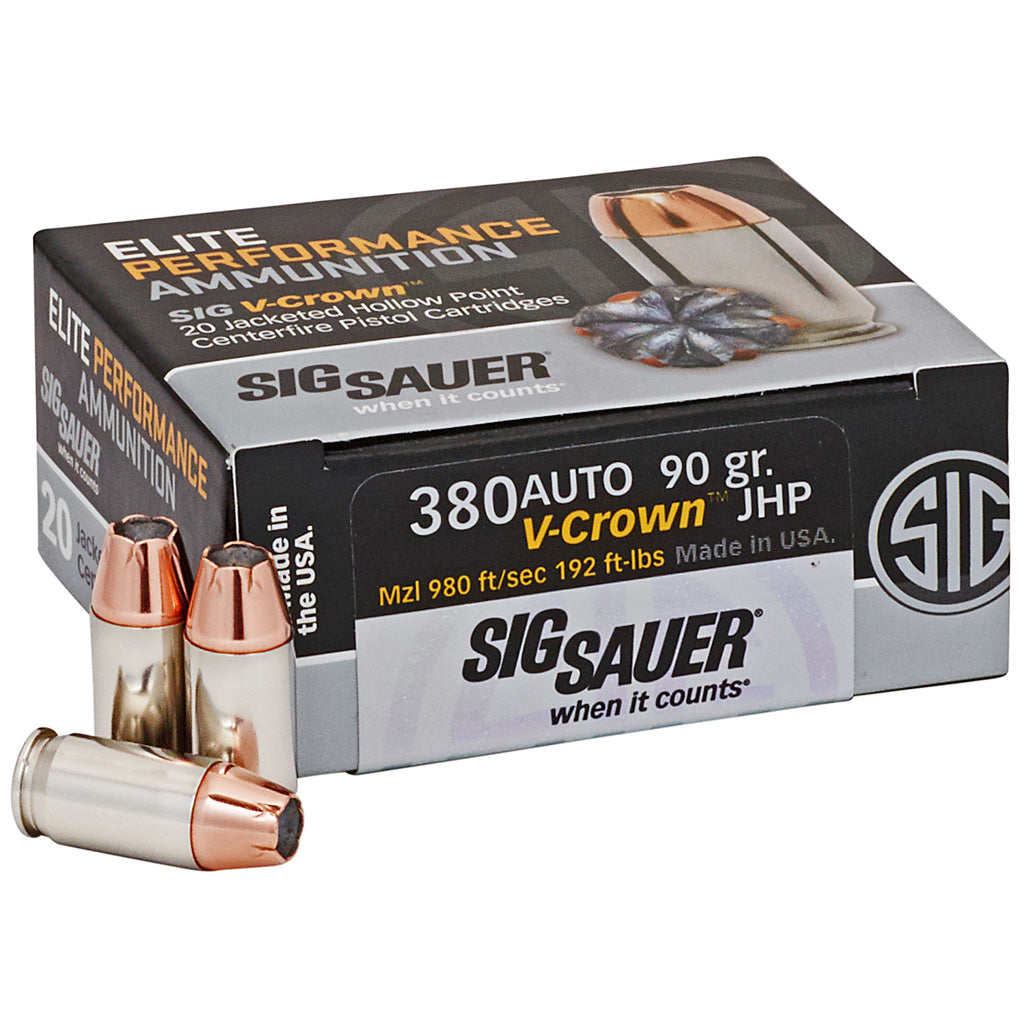 Sig Sauer .380 ACP Elite Performance V-Crown 90gr JHP Ammo
