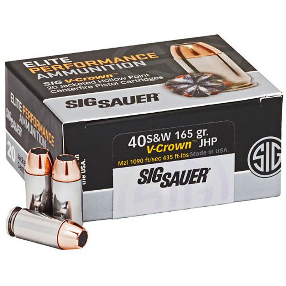 Sig Sauer .40 S&W Elite Performance V-Crown 165gr JHP Ammo