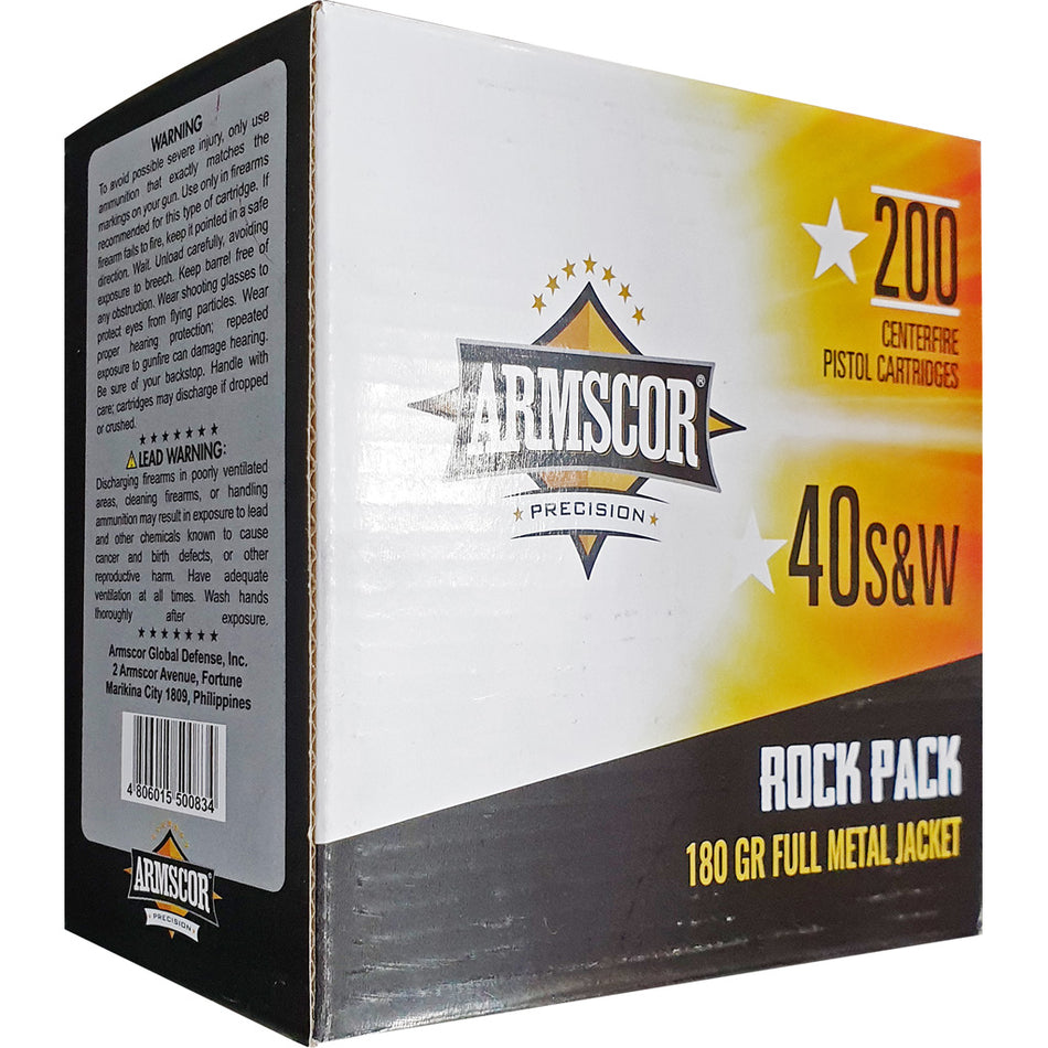 Armscor .40 S&W Precision Rock Pack 180gr FMJ Ammo