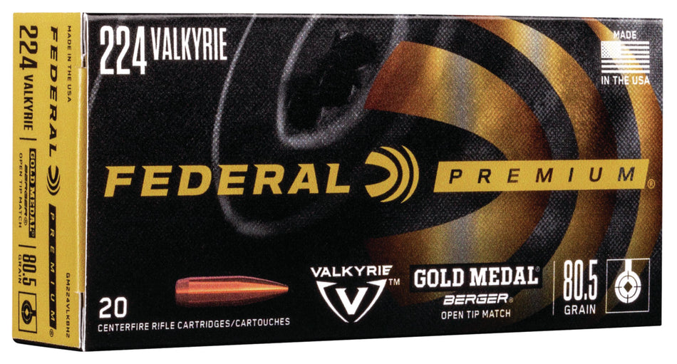 Federal .224 Valkyrie Gold Medal 80.5gr OTM Ammo