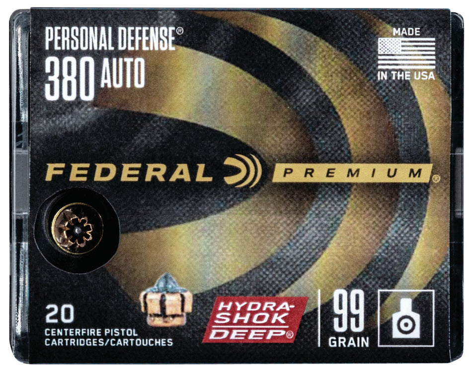 Federal .380 Auto Hydra-Shok Deep 99gr JHP Ammo