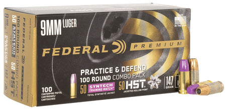 Federal 9mm Luger / Parabellum Premium Practice & Defend Combo Pack 147gr JHP Ammo