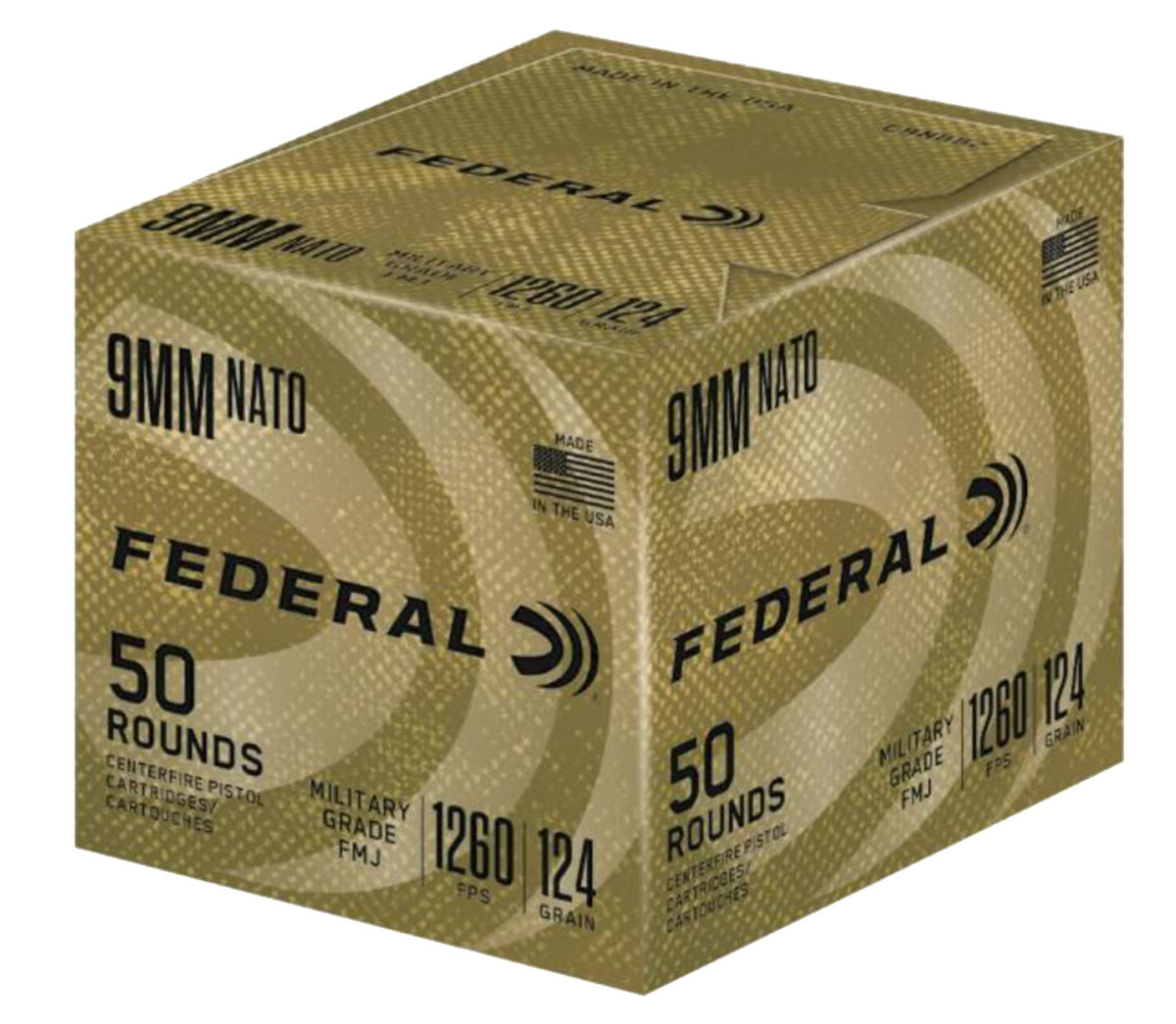 Federal 9mm Luger / Parabellum Military Grade 124gr FMJ Ammo