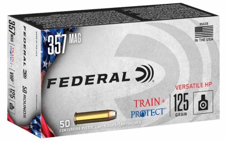 Federal .357 Magnum Train & Protect 125gr JHP Ammo