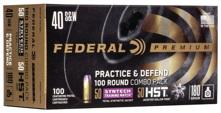 Federal .40 S&W Premium Defense Syntech Practice & Defend 180gr JHP Ammo