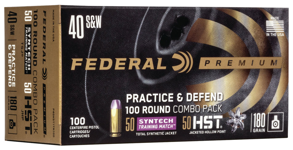 Federal .40 S&W Premium Defense Syntech Practice & Defend 180gr JHP Ammo