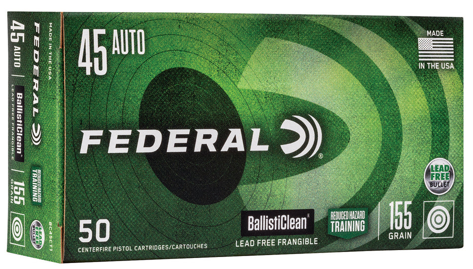 Federal .45 Auto BallistiClean 155gr Lead-Free Frangible Ammo