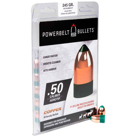 Powerbelt Bulk Pack AeroTip Bullets 50 cal 245 gr 50 pk