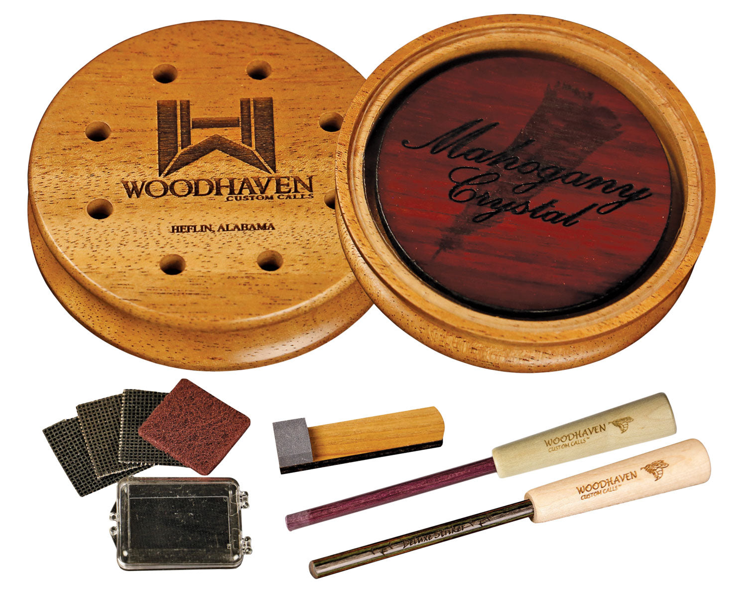 Woodhaven WH355 Mahogany Crystal Friction Call Attracts Turkeys Natural Glass/Wood