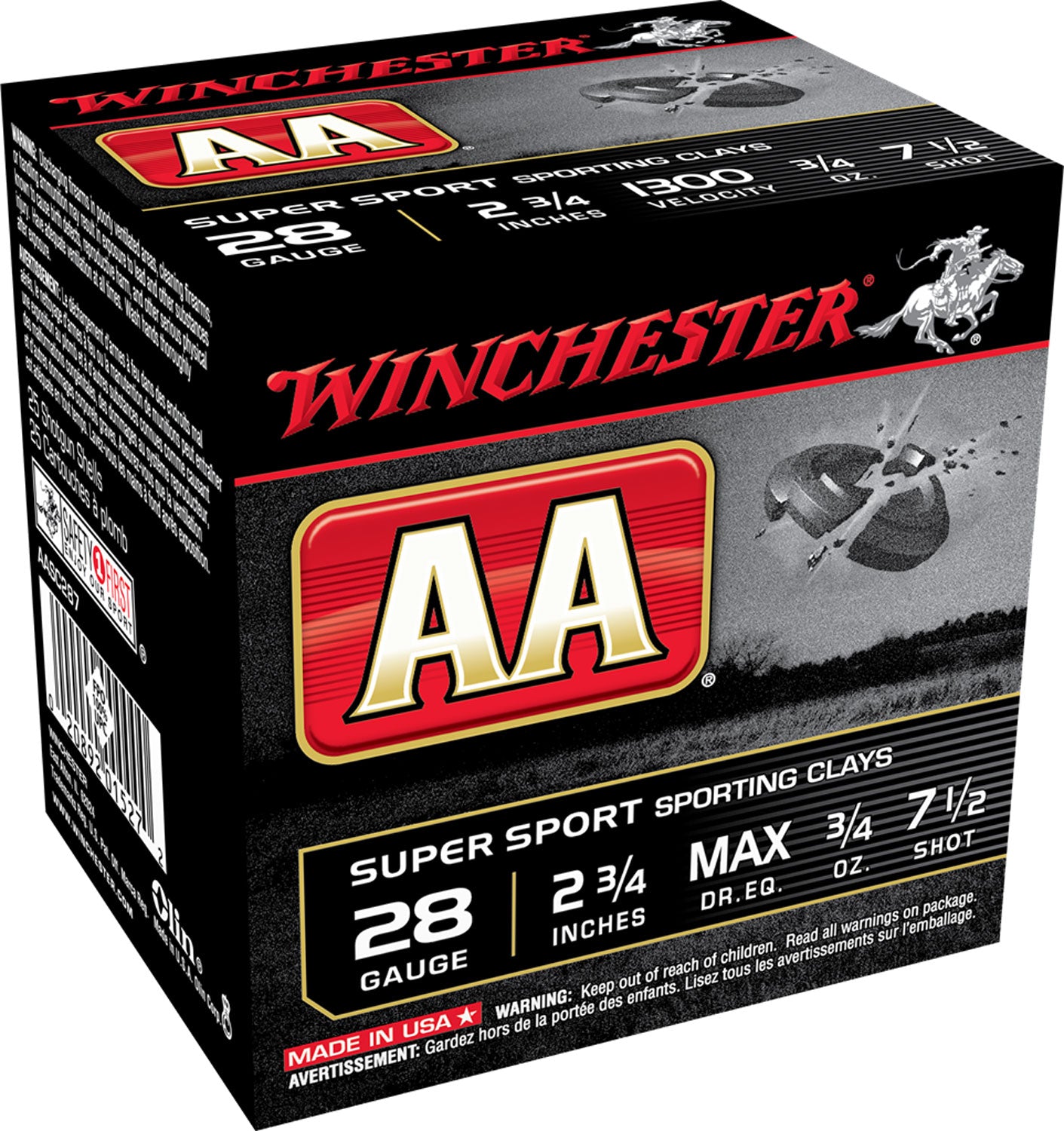 Winchester AA Sporting Clay 28 Gauge 2 3/4'' 3/4 oz #7.5 Shot