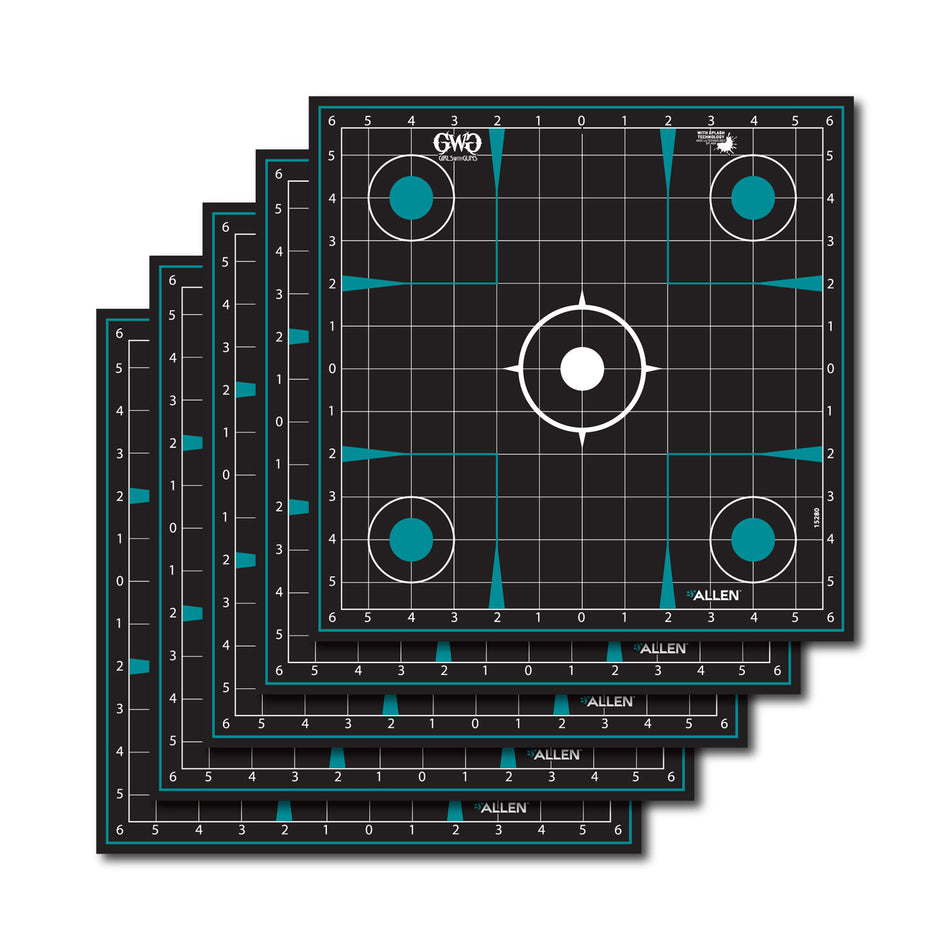 Girls With Guns 15280 Splash Self-Adhesive Paper Black/Teal 12"x12" Grid 5 Pack