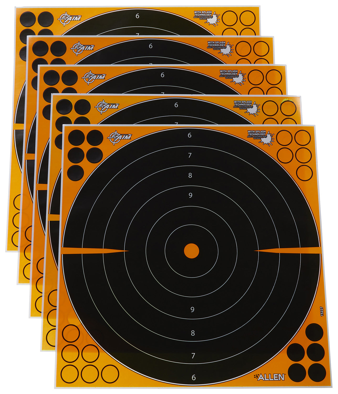 EZ-Aim 15227 Splash Reactive Self-Adhesive Paper Black/Orange 16" Bullseye 5 Pack