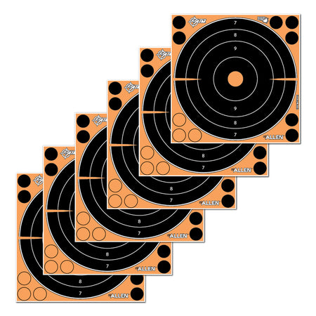 EZ-Aim 15316 Splash Reactive Self-Adhesive Paper Black/Orange 8" Bullseye 6 Pack