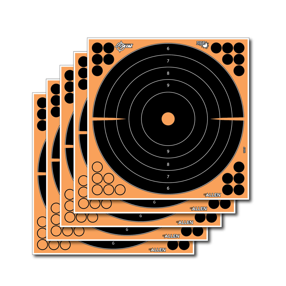 EZ-Aim 15317 Splash Reactive Self-Adhesive Paper Black/Orange 12" Bullseye 5 Pack