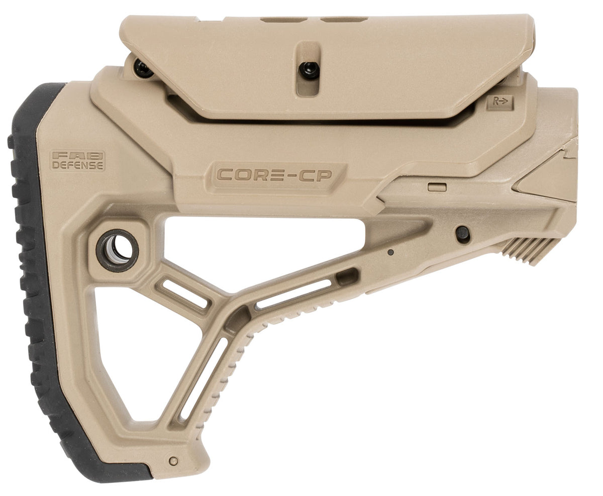 FAB Defense FXGLCORECPT GL-Core Buttstock for AR-15/ M4 w/Adjustable Cheek-Rest Flat Dark Earth Fiberglass Reinforced Polymer