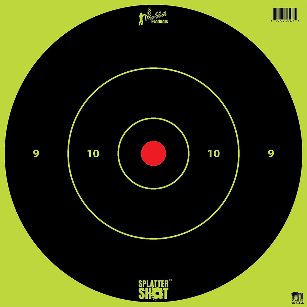 Pro-Shot 12BGREENTG5PK SplatterShot 12" Bullseye Hanging Tagboard Black/Green Impact Enhancement White 5 Pack