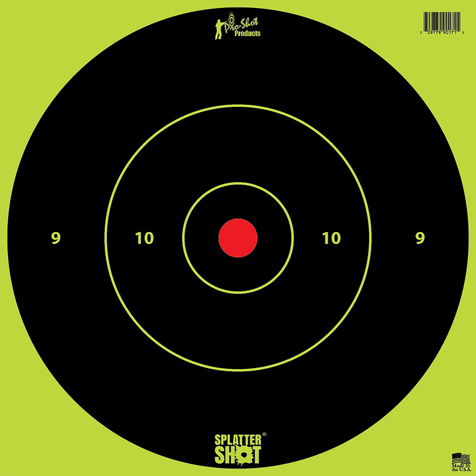 Pro-Shot 12BGREENTG5PK SplatterShot 12" Bullseye Hanging Tagboard Black/Green Impact Enhancement White 5 Pack
