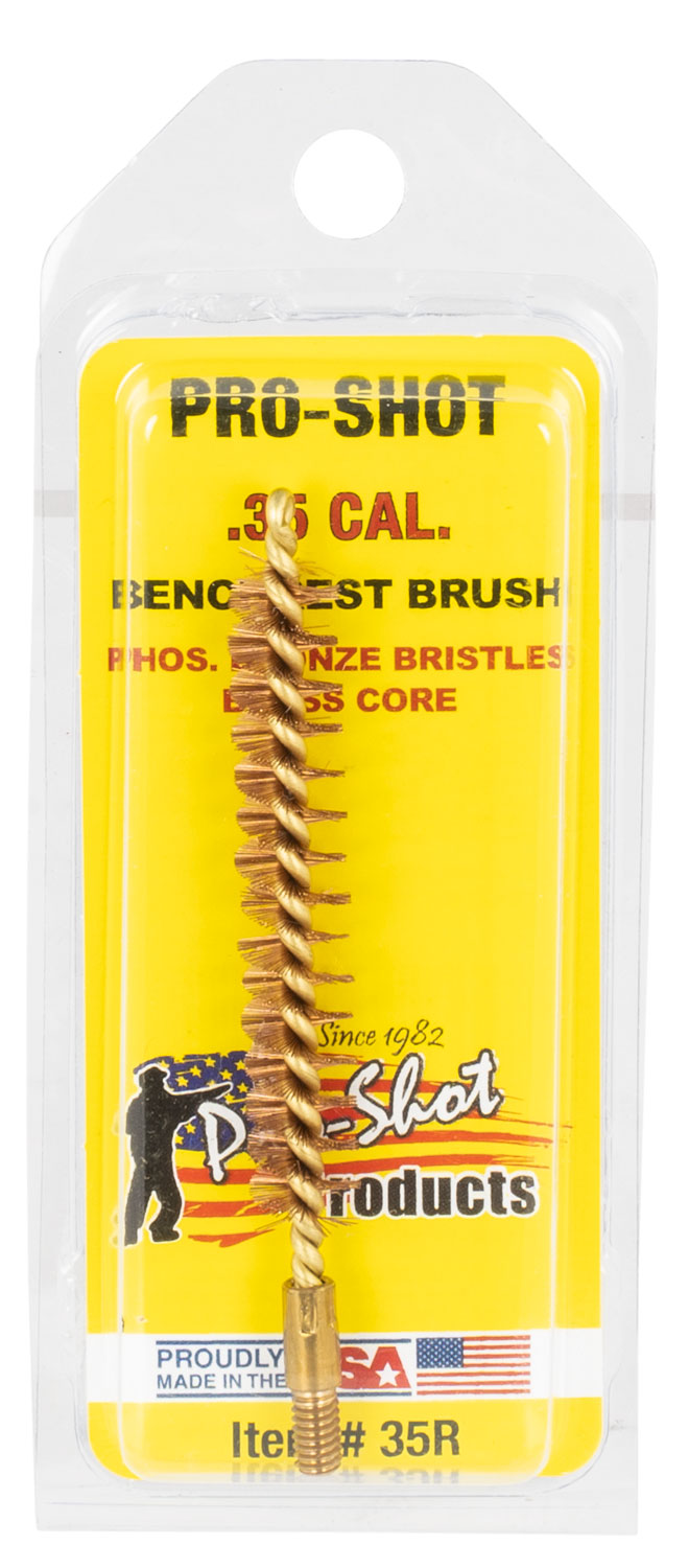 Pro-Shot 35R Bore Brush .35 Cal/ 9mm Rifle #8-32 Thread Bronze Bristles Brass Core