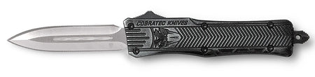 CobraTec Knives SSWCTK1SDAGNS CTK-1 Small 2.75" OTF Dagger Plain D2 Steel Blade/Stonewashed Aluminum Handle Features Glass Breaker Includes Pocket Clip