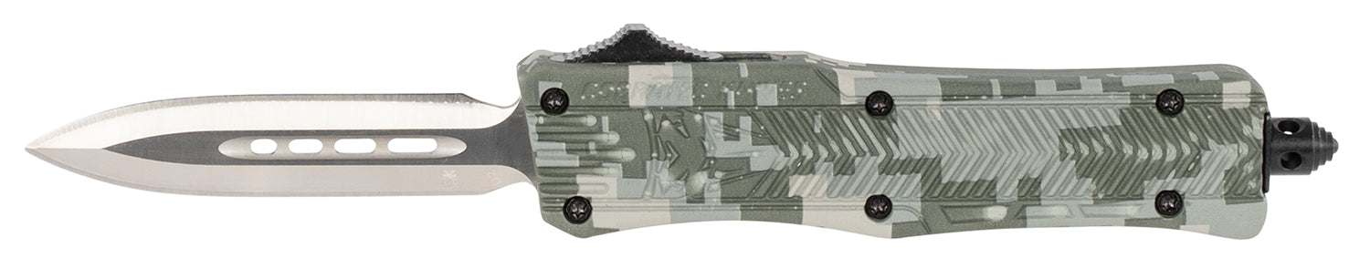 CobraTec Knives SADCCTK1SDAGNS CTK-1 Small 2.75" OTF Dagger Plain D2 Steel Blade/Winter Digi Camo Aluminum Handle Features Glass Breaker Includes Pocket Clip
