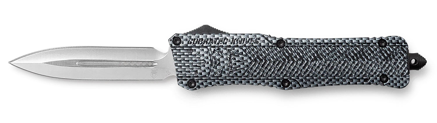 CobraTec Knives LCFCTK1LDNS CTK-1 Large 3.75" OTF Dagger Plain D2 Steel Blade/Carbon Fiber Aluminum Handle Features Glass Breaker Includes Pocket Clip